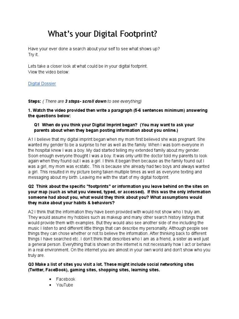 Understanding Your Digital Footprint | PDF | Social Networking Service ...