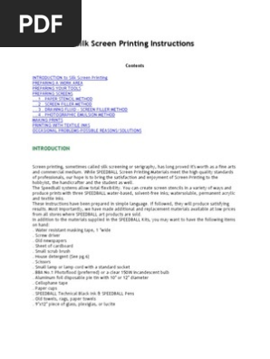 Silk Screen Printing Instructions