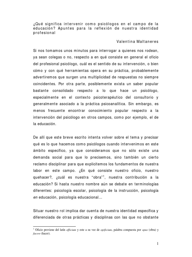 Maltaneres Que Significa Intervenir PDF | PDF | Sicología | Conocimiento