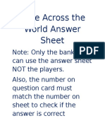 Race Across the World Answer Sheet