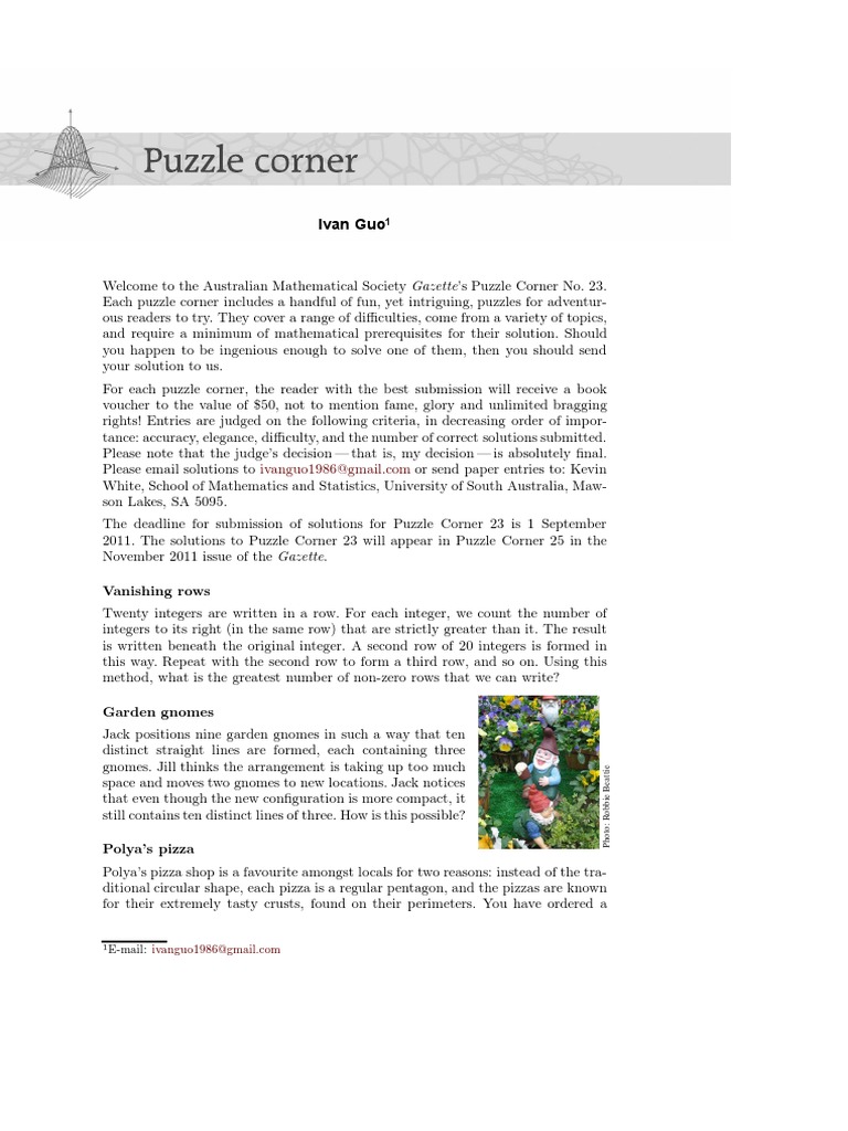 Puzzle Corner 23: Math Challenges | PDF | Function (Mathematics ...