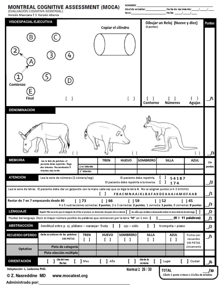 Moca test spanish 7 3 pdf
