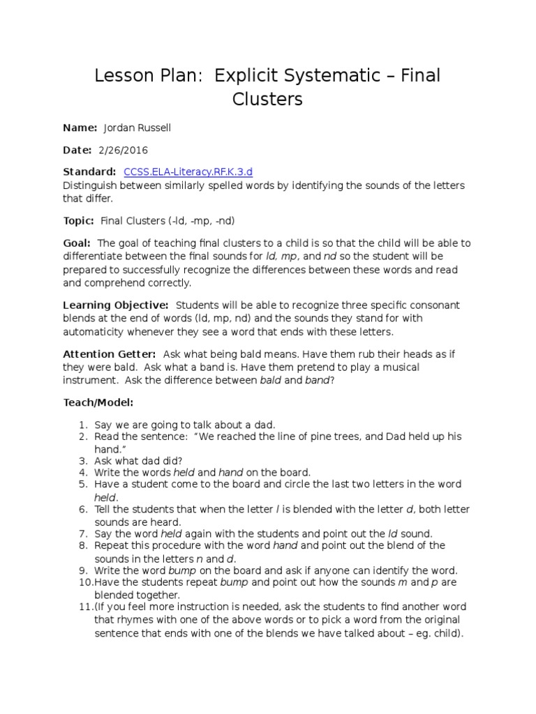 explicit systematic lesson plan | Phonics | Epistemology