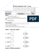 English Written Diagnostic Test 5 Grade Name Date:: Item I.-Color The Clouds