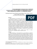 Entrenamiento en Habilidades Sociales en El Contexto Universitario-Efecto Sobre Las Habilidades Sociales para Trabajar en Equipos y La Ansiedad Social PDF