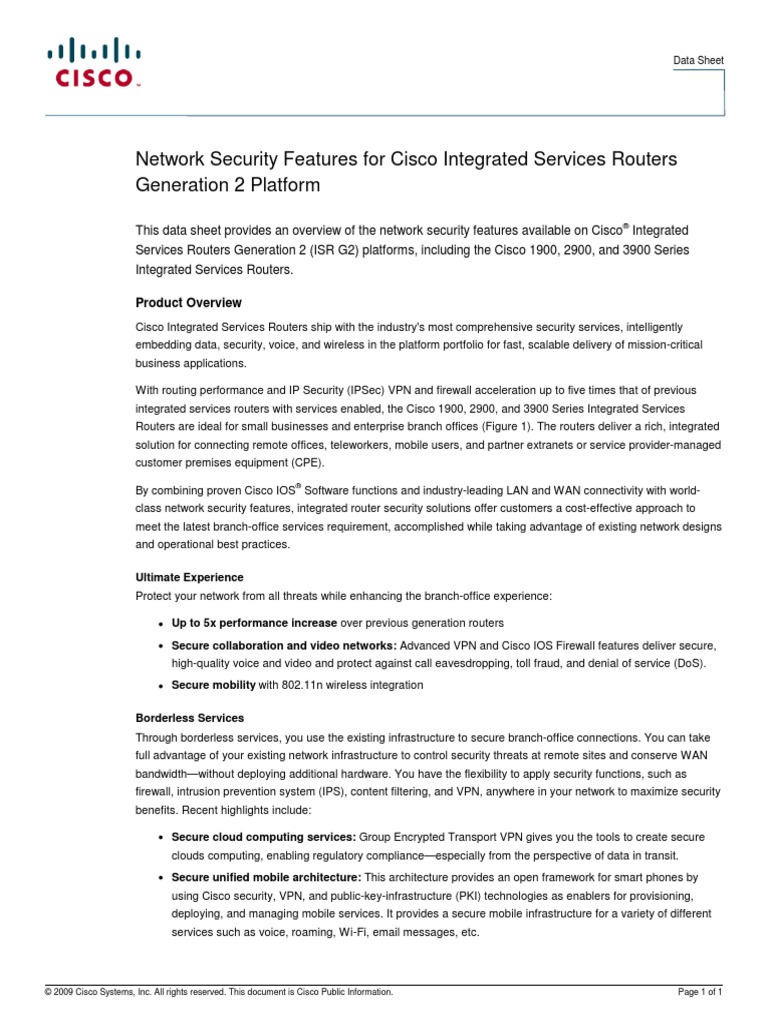 Data Sheet c78-556151 PDF | PDF | Virtual Private Network | Cisco Systems