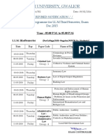 Revised Time Table of LL.M. IIIrd Sem. Exam Dec. 20151136 PDF
