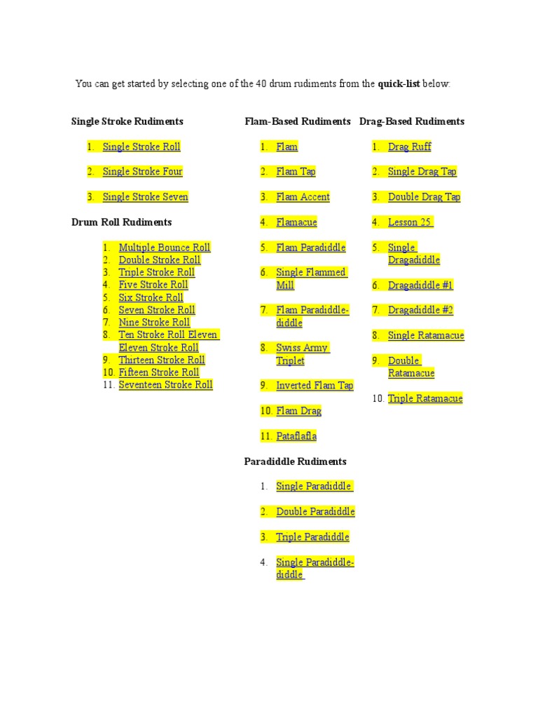 40 Essential Drum Rudiments Guide | PDF