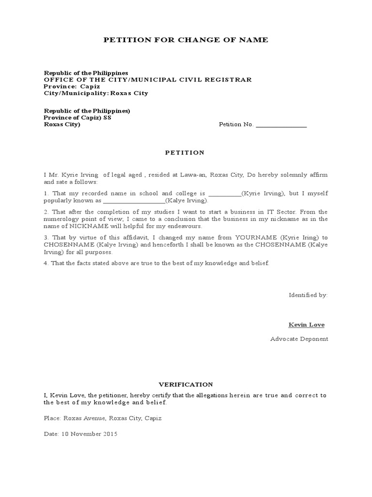 Name Change Affidavit Format With Pdf And Docs – PNSWG