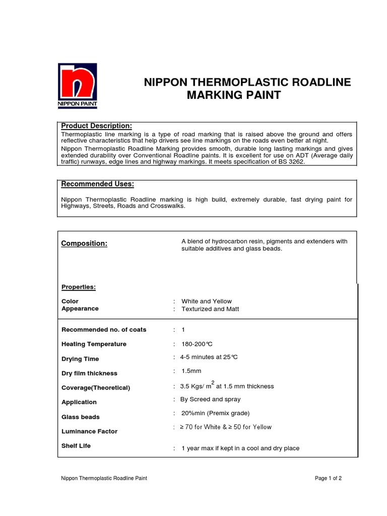 TDS Nippon Thermoplastic Roadline Paint(1) Paint Industries