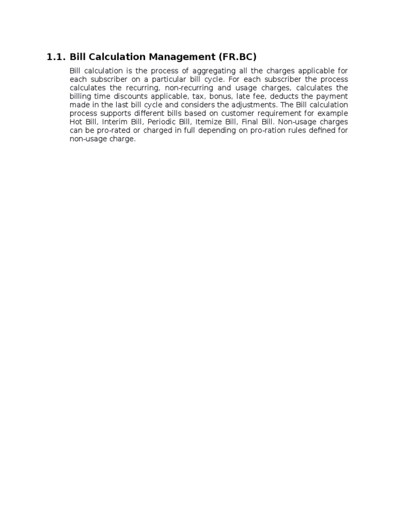 1.1. Bill Calculation Management (FR - BC) | PDF