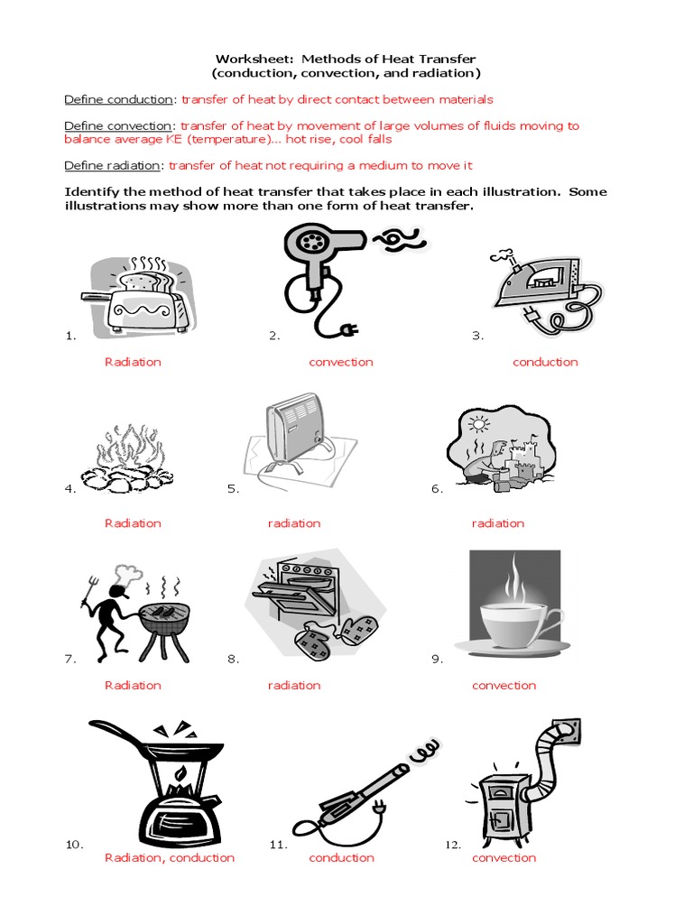 Worksheets Worksheet Methods Of Heat Transfer Answers methods of heat transfer answers convection