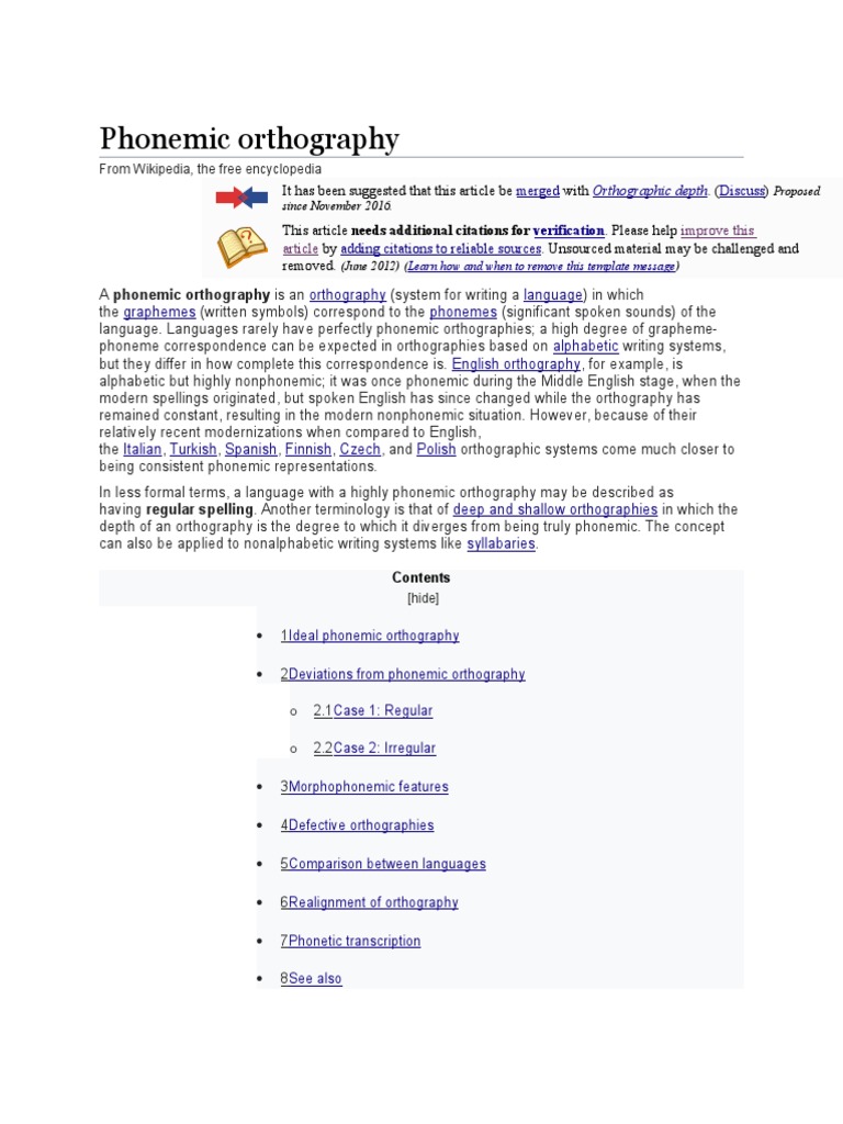Phonemic Orthography Orthography Phoneme