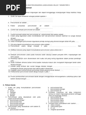 Soal Materi Pencemaran Lingkungan Kurikulum 2013