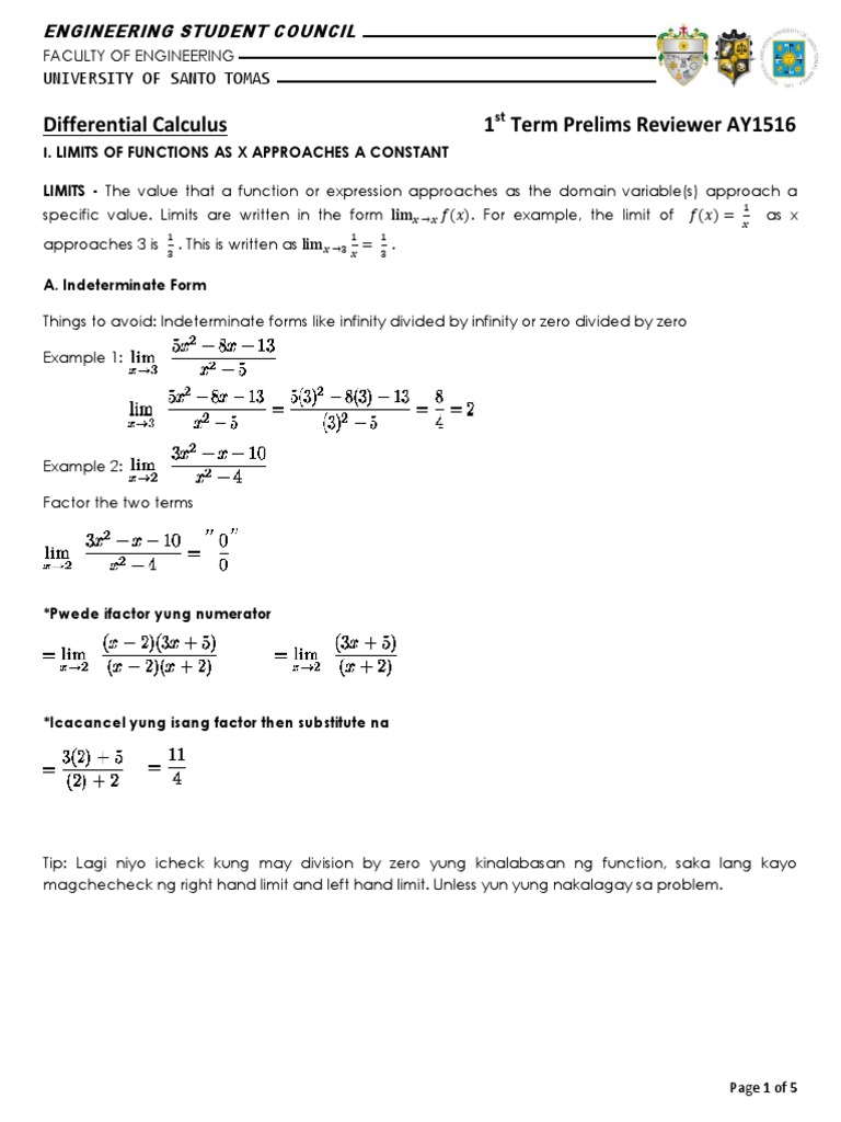 Reviewer Differential Calculus PDF Function (Mathematics) Variable (Mathematics)