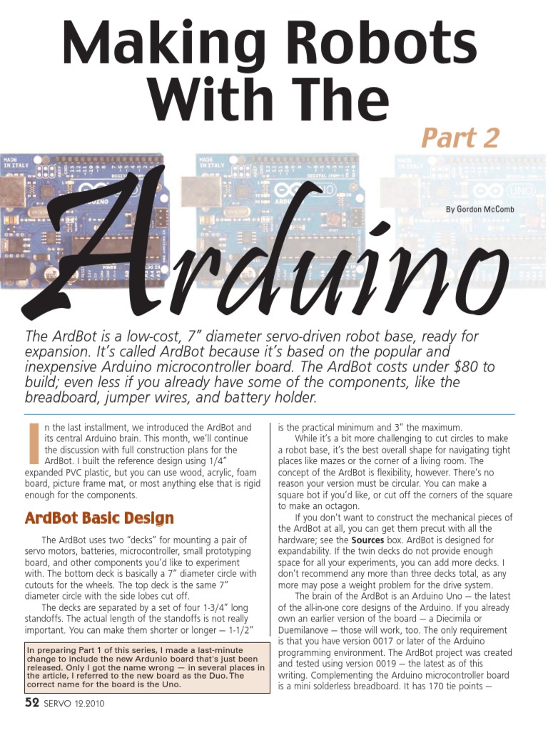 Making Robots With Arduino 2 PDF, PDF, Arduino