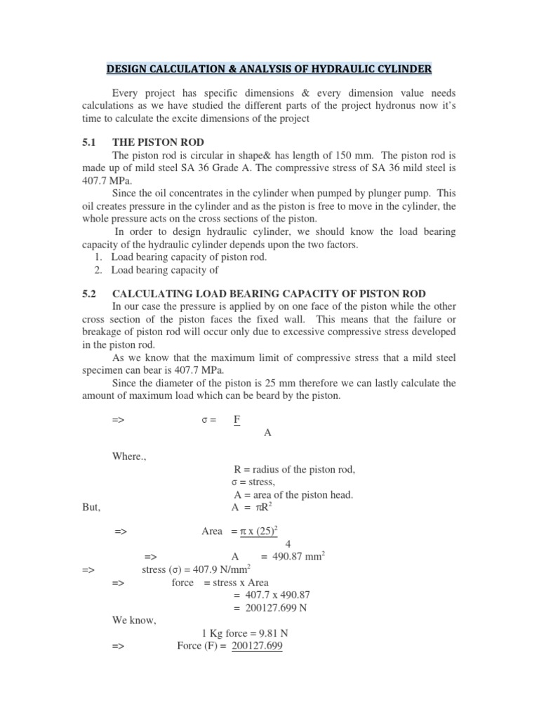 Design and Stress Analysis of Hydraulic Cylinders for a Hydraulic Door