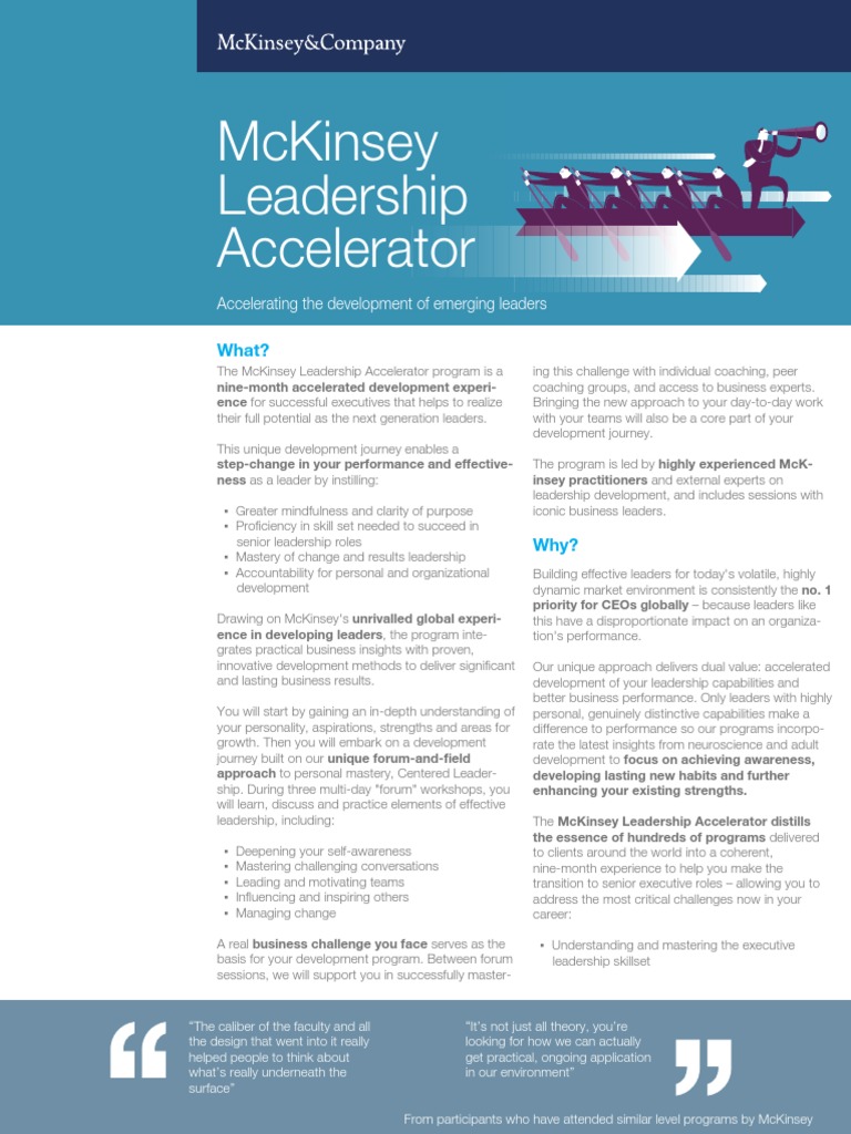 McKinsey Leadership Accelerator Brochure Mc Kinsey & Company Leadership