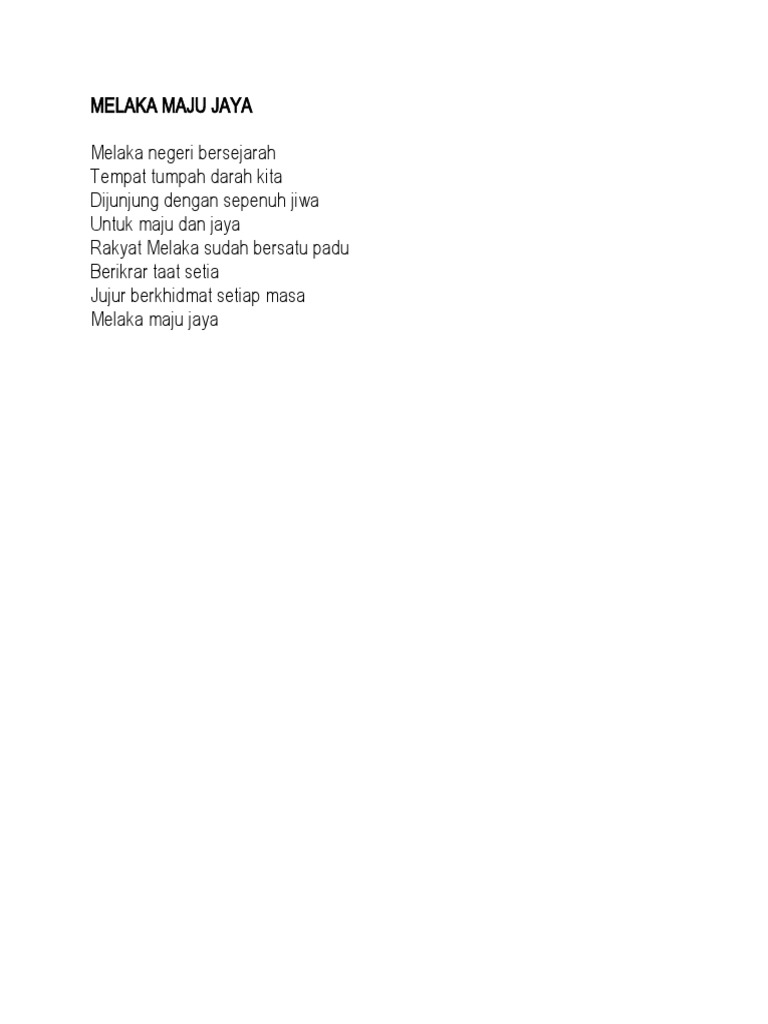 Melaka Maju Jaya Pdf