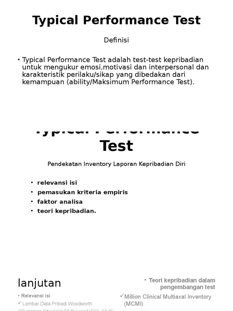 Typical Performance Test