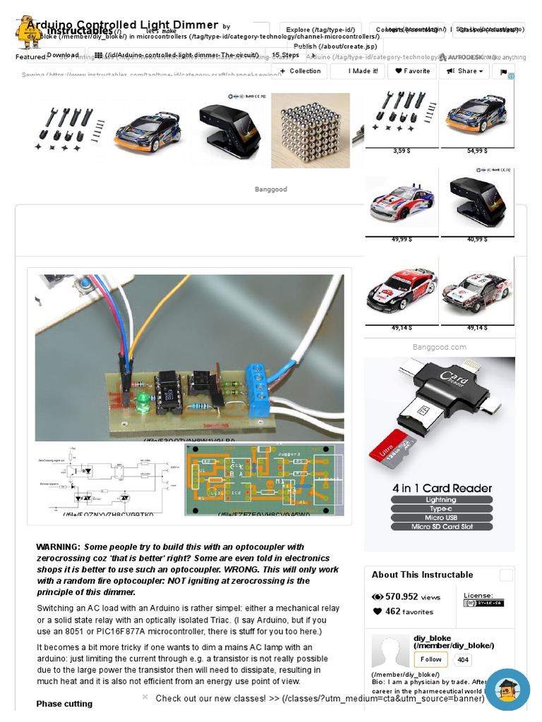 Arduino Controlled Light Dimmer All PDF Resistor Rectifier
