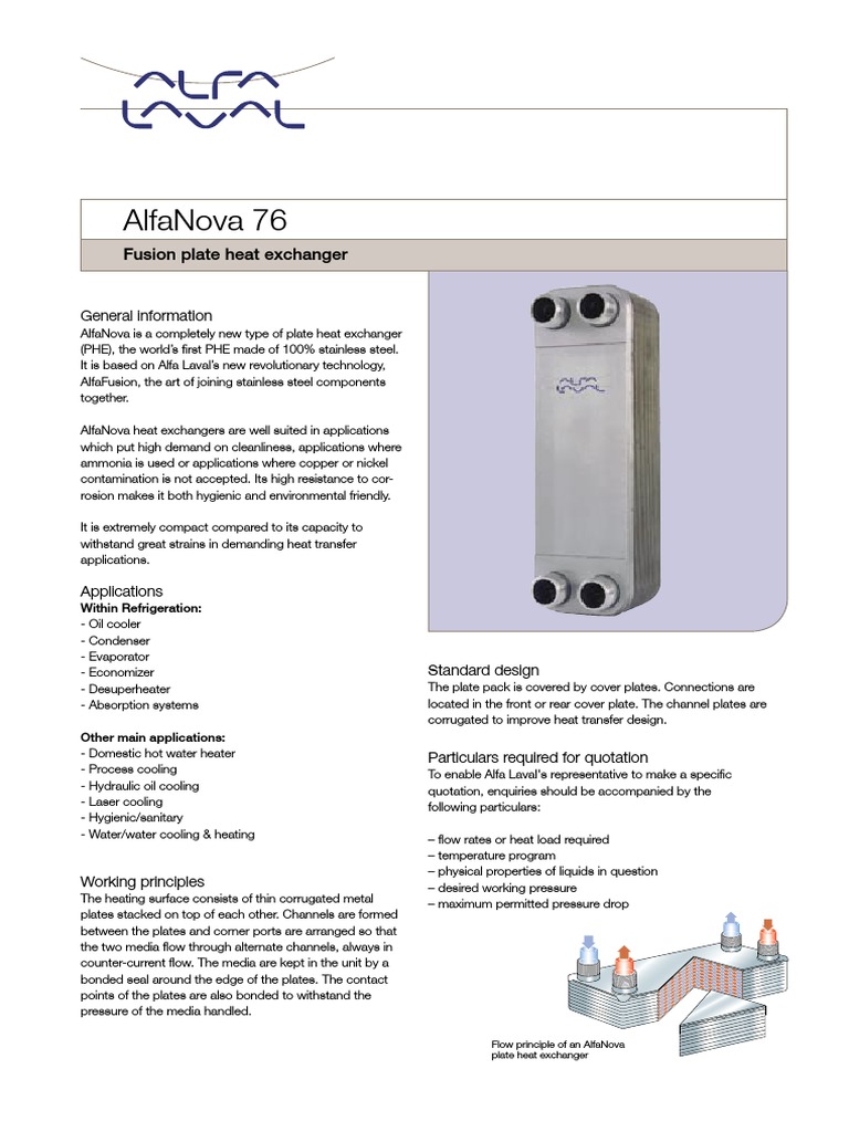 AlfaNova 76 PDF Heat Exchanger Refrigeration