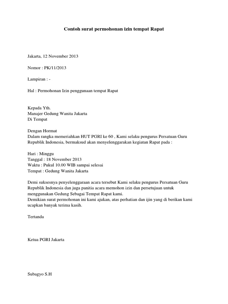 Contoh Surat Pengenalan Tempat