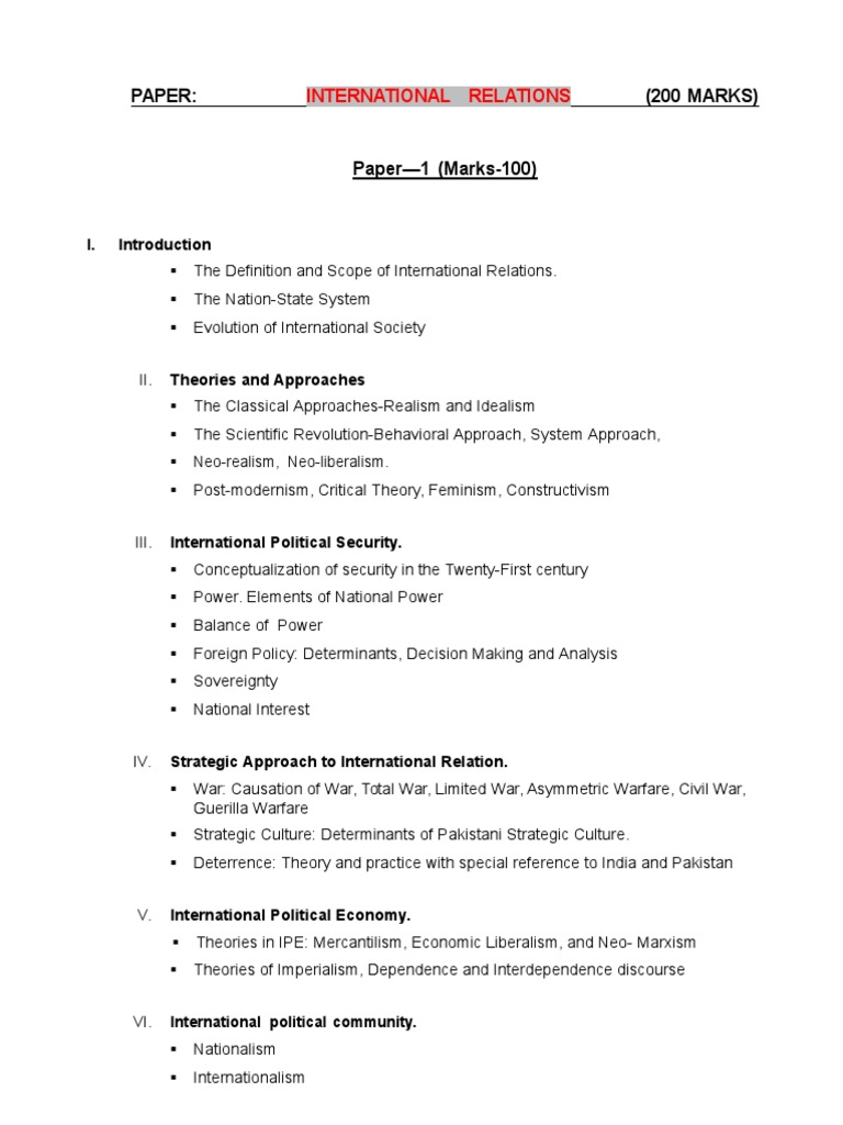 International relations theories comparisons
