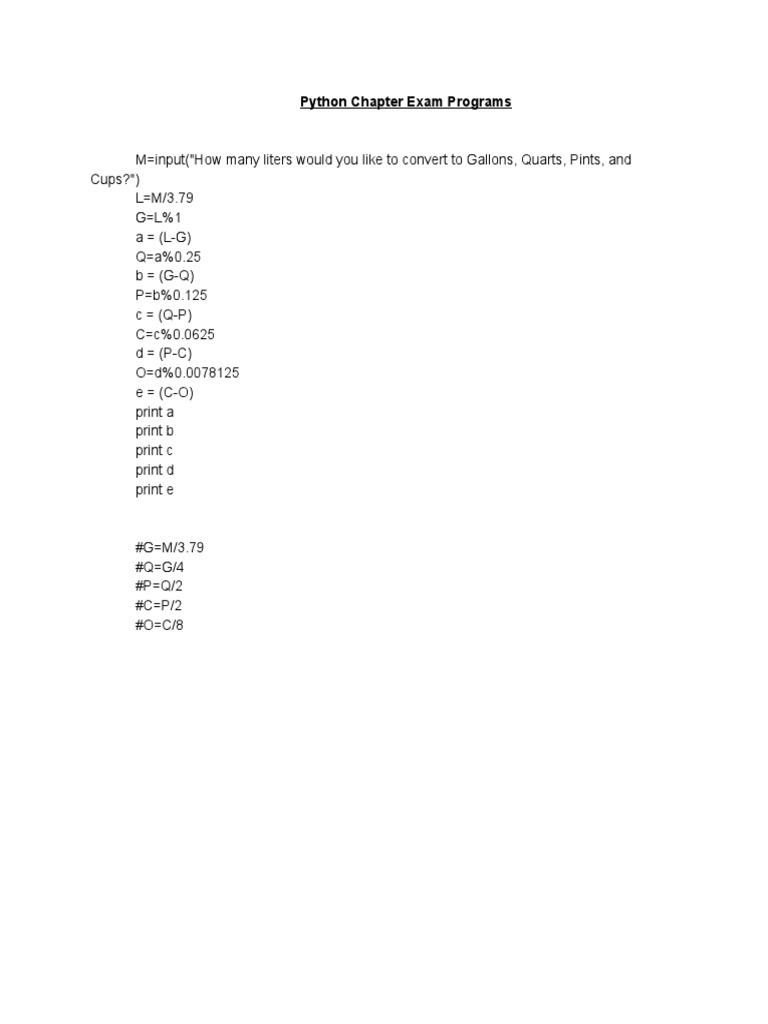 Python Chapter Exam Programs | PDF