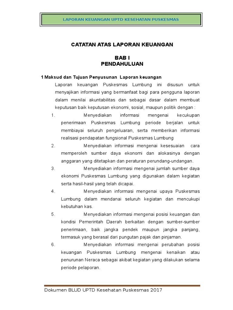Contoh Dokumen Laporan Keuangan Puskesmas Lumbung Docx