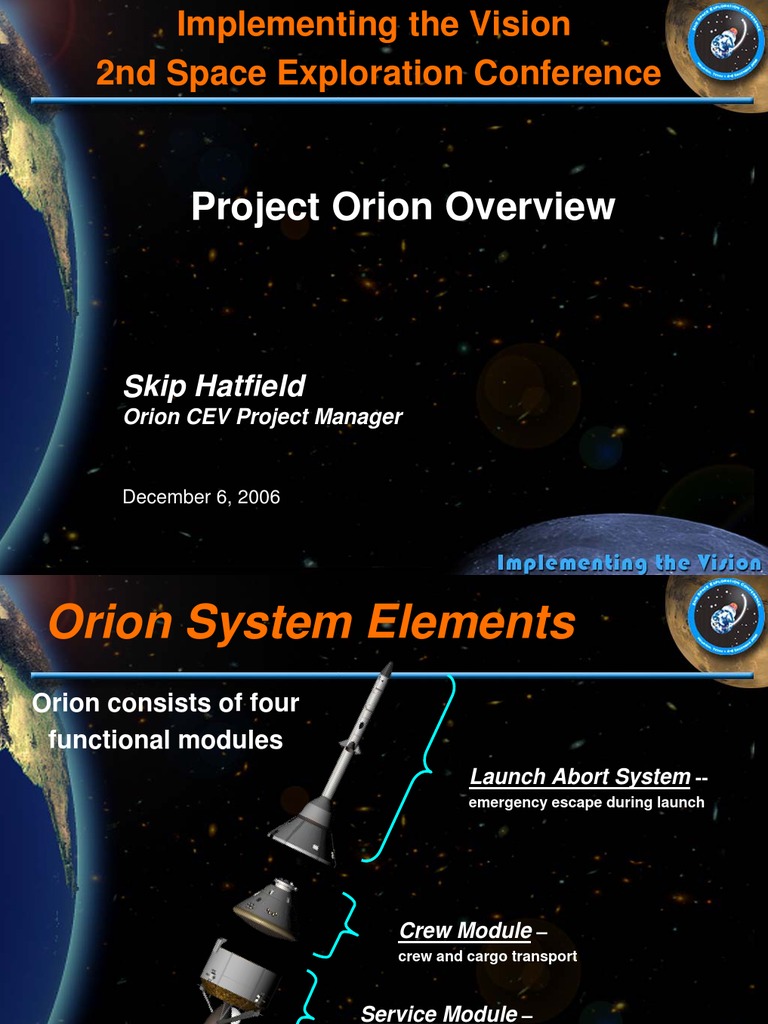 Orion Project Overview and Milestones | PDF | Orion (Spacecraft ...