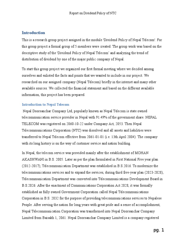 Dividend Policy of Nepal PDF Retained Earnings Dividend