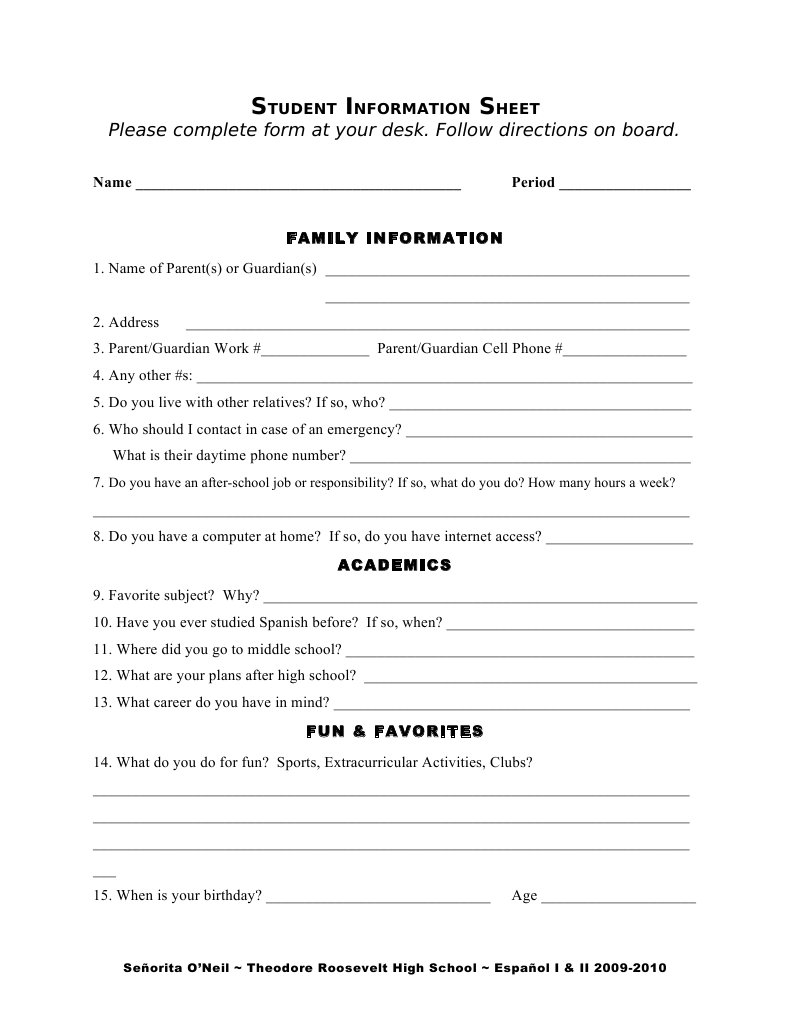 Please Complete Form at Your Desk. Follow Directions On Board | PDF ...