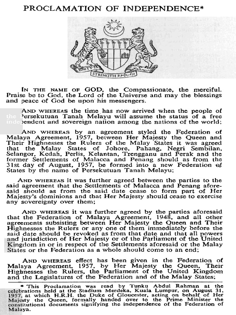 Proclamation of Independence 1957 PDF | PDF | Political Charters ...