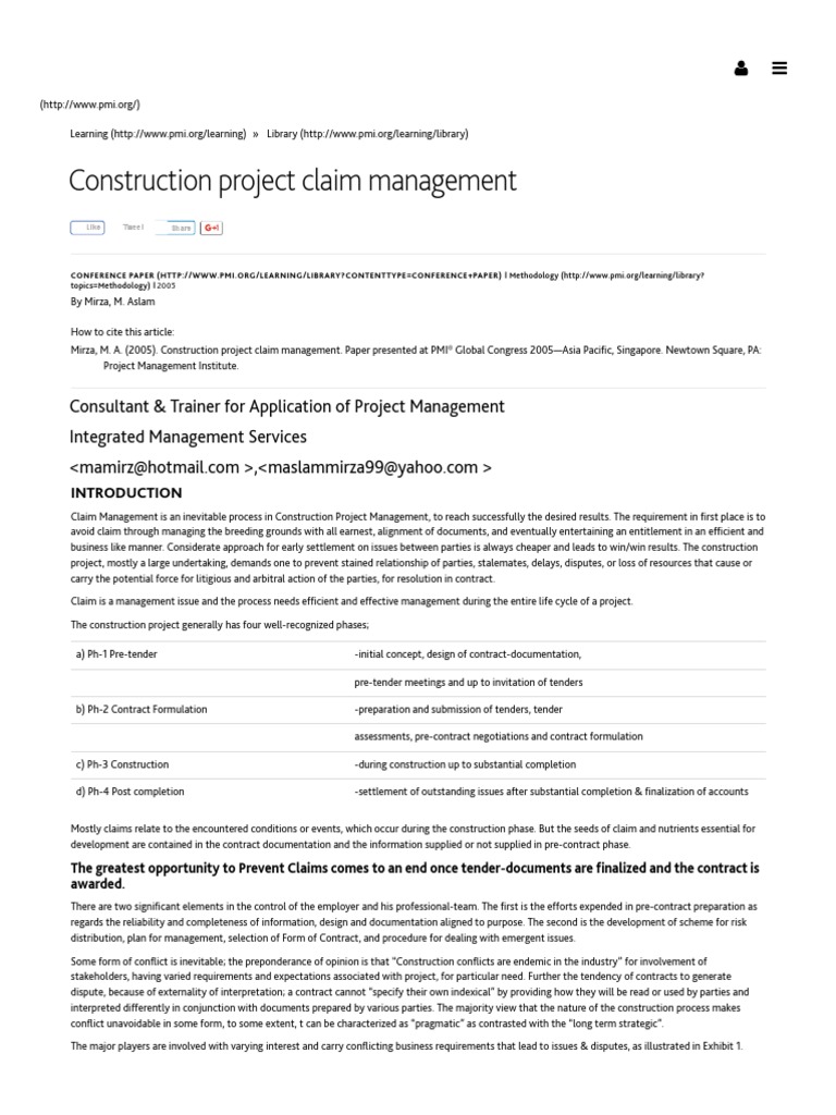 Construction Project Claim Management | PDF | Alternative Dispute ...