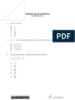 Prueba de Matemática: Facsímil N°2