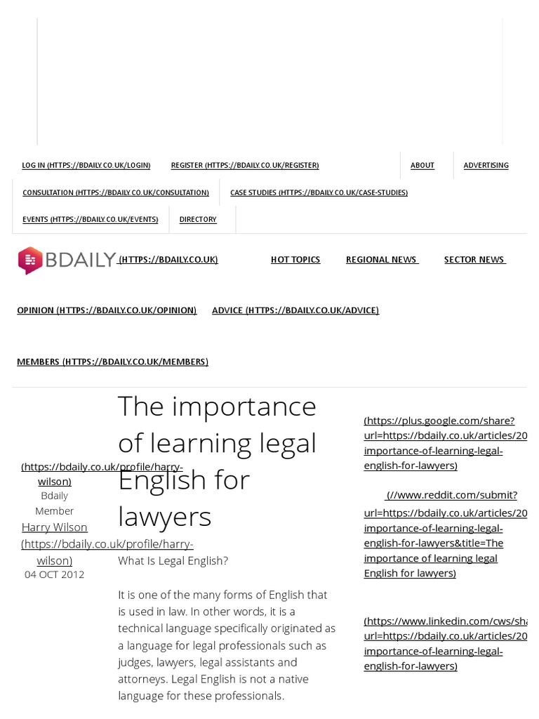 The Importance of Learning Legal English For Lawyers | PDF | Lawyer ...