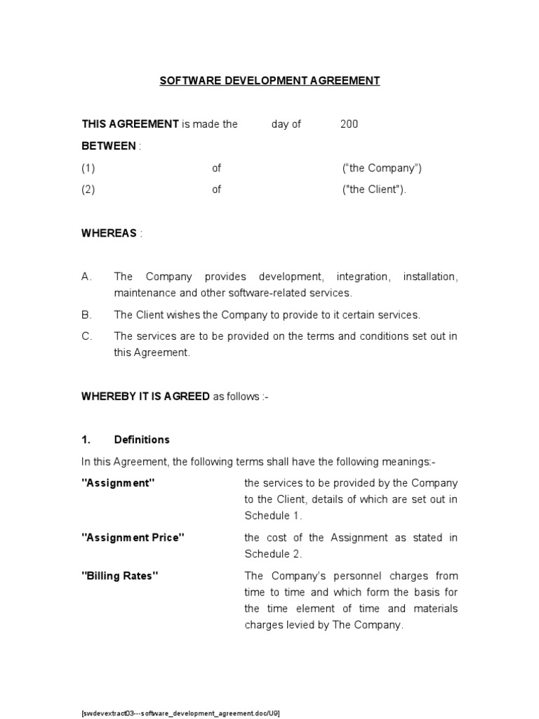 Software Development Agreement | PDF | Intellectual Property | Law And ...