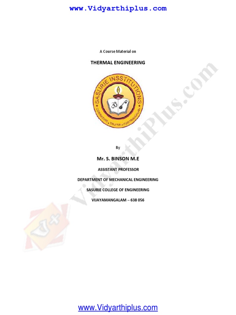 ME6404 Thermal engineering.pdf | Cylinder (Engine) | Internal Combustion  Engine