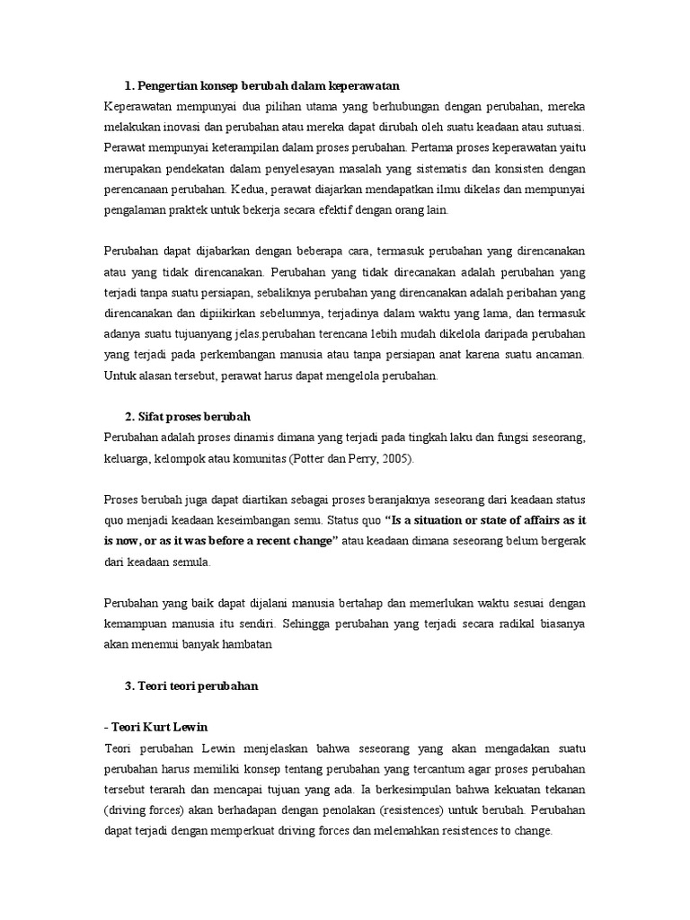 Pengertian Konsep Berubah Dalam Keperawatan PDF