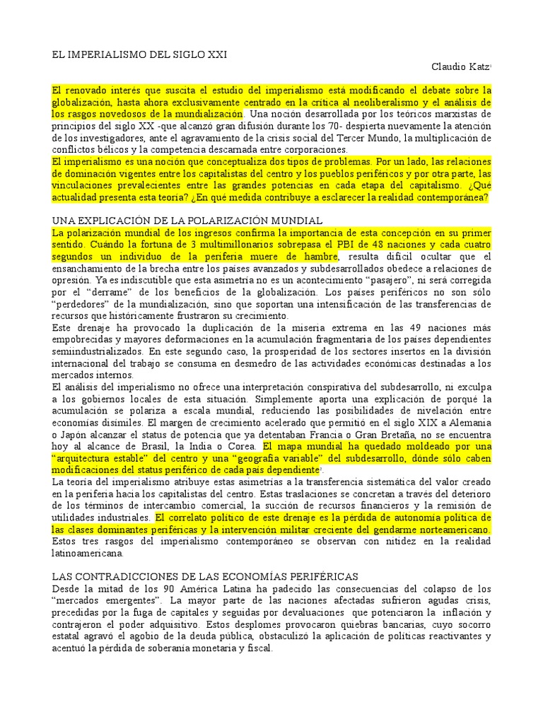 Imperialismo y Crisis en América Latina | PDF | Globalización ...