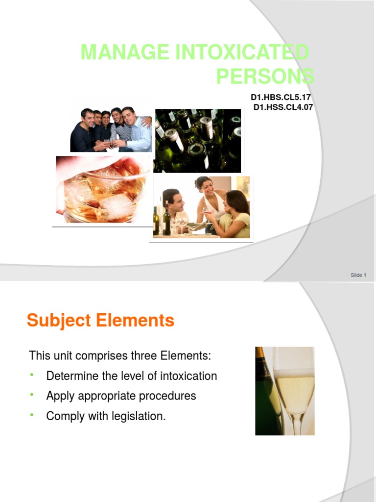 PPT Manage Intoxicated Persons 300812  Identity Document  Alcohol Intoxication