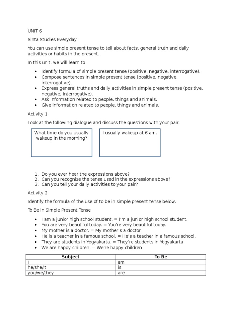 Unit 6 PMD | PDF | Verb | Subject (Grammar)