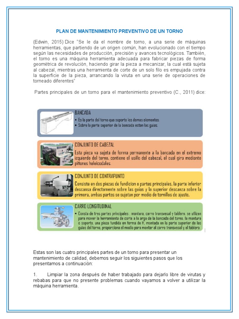Plan de Mantenimiento Preventivo de Un Torno Herramienta