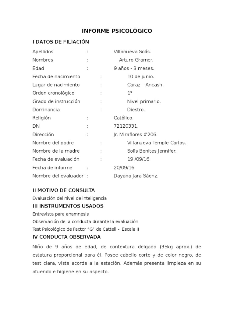 Arturo Informe Cattell 2 | PDF | Cociente de inteligencia | Aprendizaje