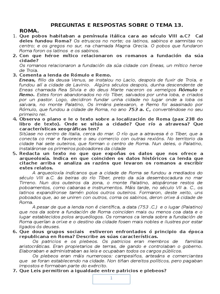Perguntas E Respostas Sobre Roma Antiga