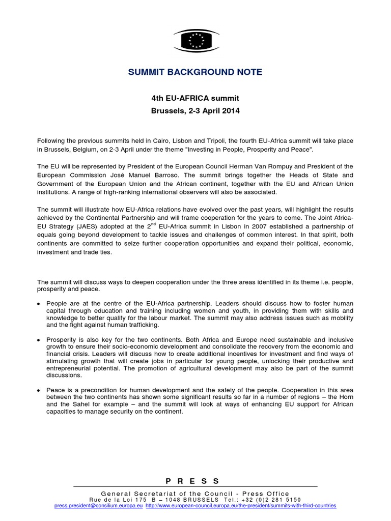 Summit Background Note | PDF | European Council | European Union