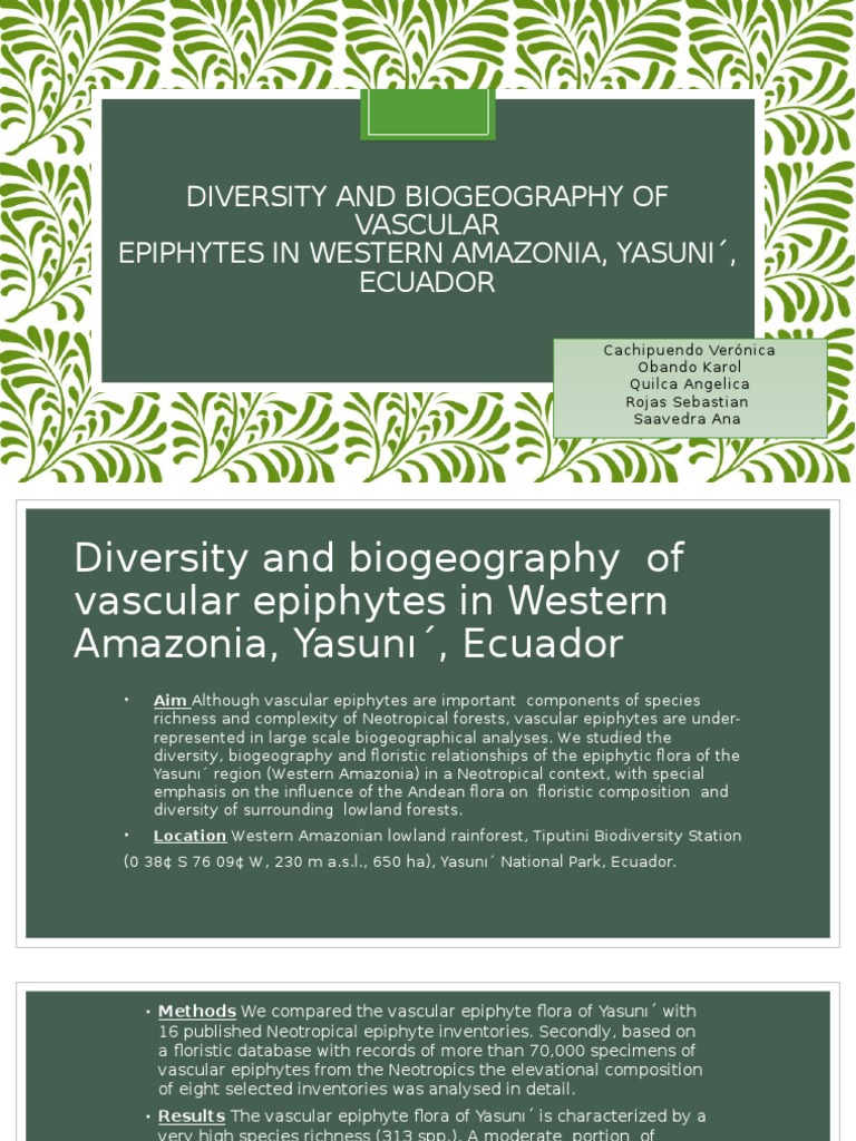 Diversity and Biogeography of Vascular Epiphytes in Western Amazonia ...