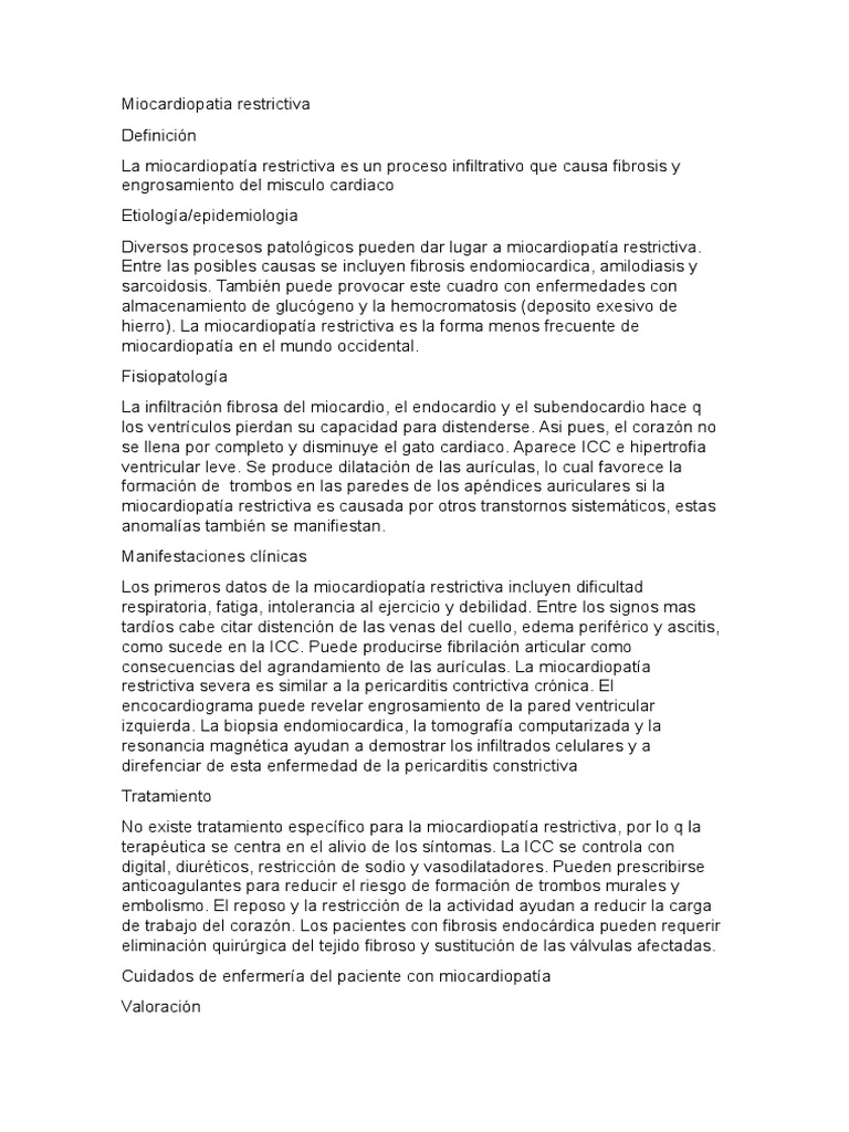 Miocardiopatía Restrictiva: Causas y Tratamiento | PDF | Sistema ...