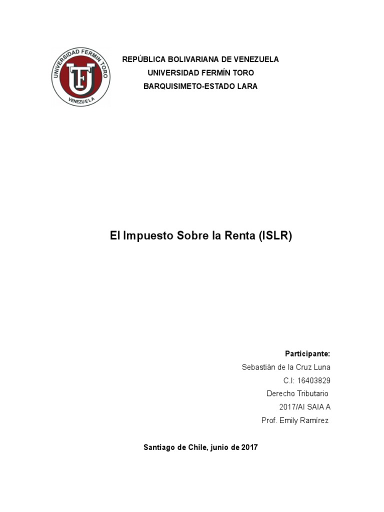 Funcionamiento del ISLR en Venezuela | PDF | Impuesto sobre la renta ...